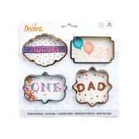 Gingerbread cookie cutter and cake labels, large 4 pcs