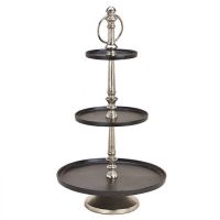 3-tier silver-black metal stand