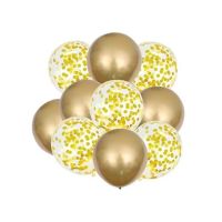 Złote balony + konfetti 10 szt