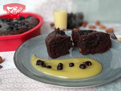 Glutenfreie Brownies mit Vanillepudding