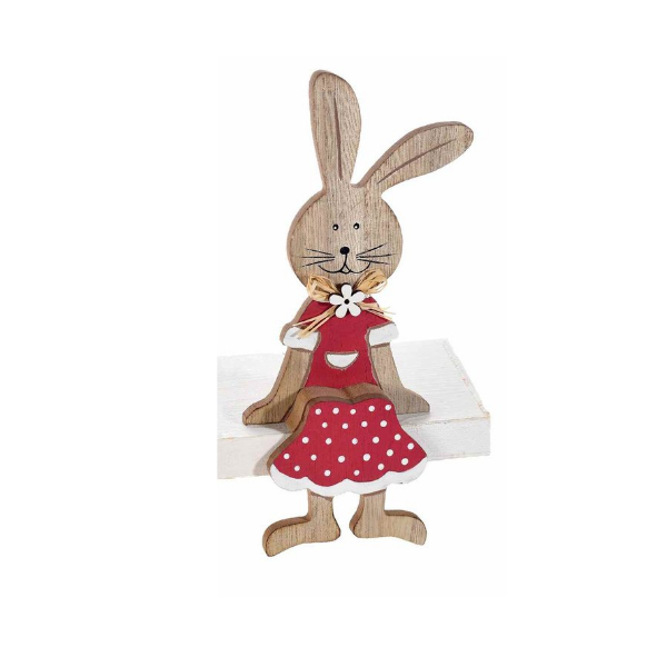 Easter bunny wooden sitting girl
