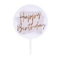 Zápich - Happy Birthday priehľadný so zlatým nápisom