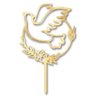 Dove inlay in a circle, gold acrylic