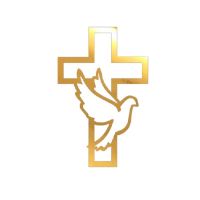 Inlay - dove with cross, gold acrylic