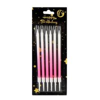 Birthday candles white and pink ombre 6 pcs