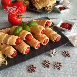 Sausages in a gluten-free puff pastry dough Sausages in a gluten-free puff pastry dough