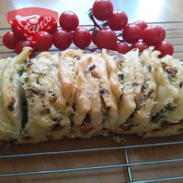 Gluten-free sourdough bread with cheese and spring onion