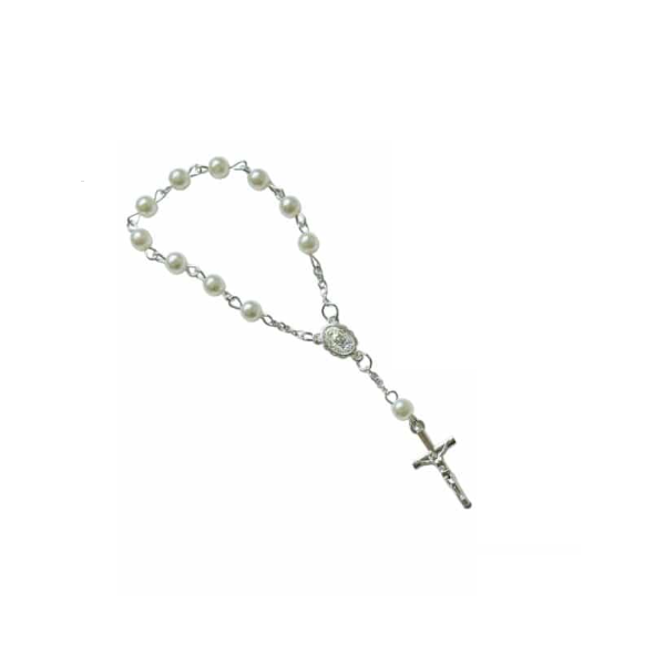 Rosary white - silver