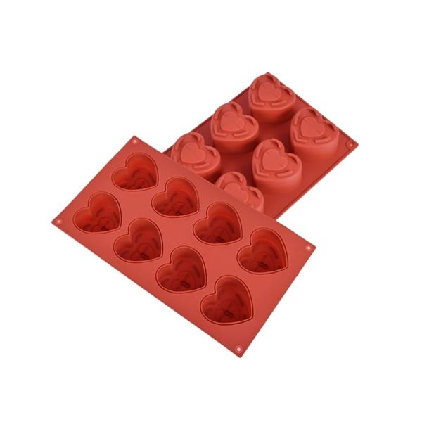 Silicone heart mold with keyhole 8 pcs