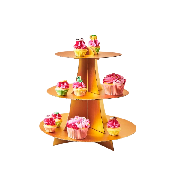Goldener 3-stöckiger Muffinständer