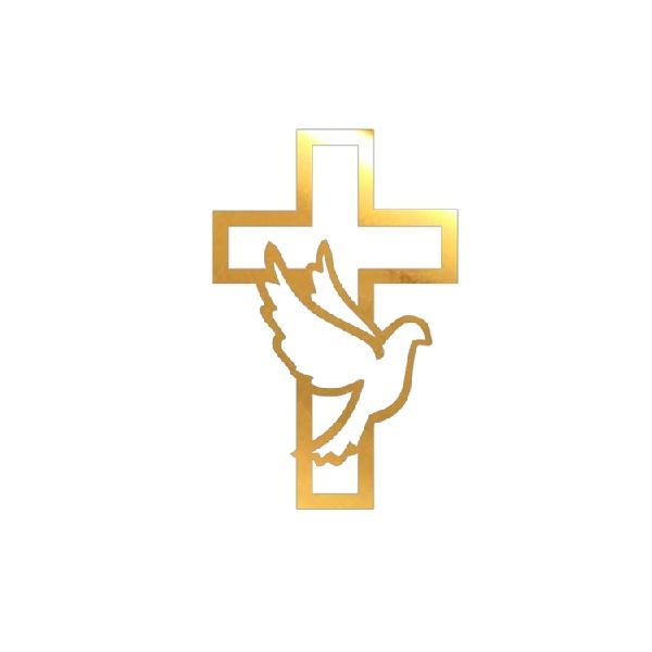 Inlay - dove with cross, gold acrylic